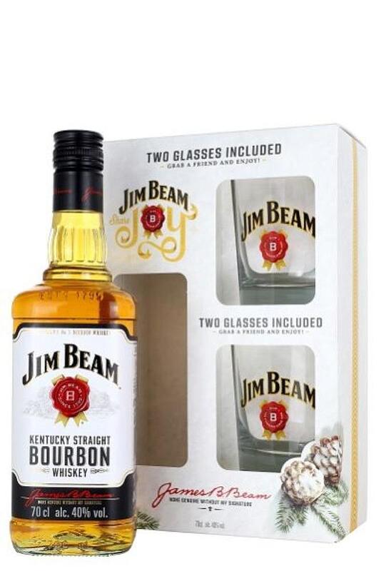 Бърбън JIM BEAM 40% 700 мл + 2 чаши